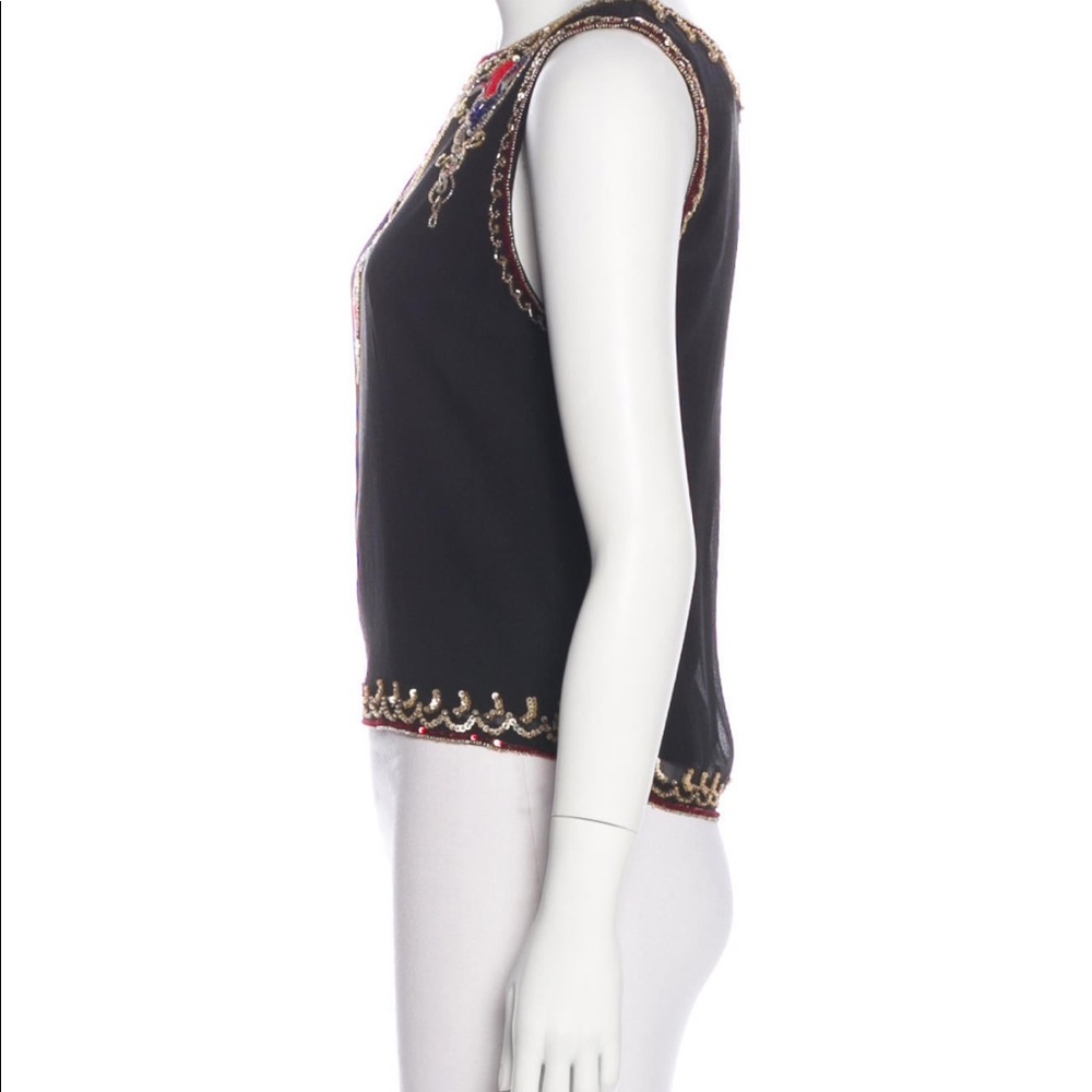 Alice + Olivia Silk Embellished Black Top - Picture 2 of 4